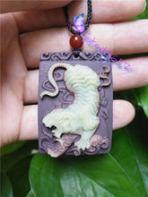 Load image into Gallery viewer, Certified Natural HandCarved A*Jade Lucky Tiger Pendant