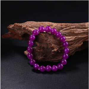 54-60 mm Certified Natural Purple Emerald Jade Beads Stretchy Bracelet《Grade A》