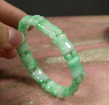 Load image into Gallery viewer, 52-60 mm Certified Natural Jadeite Emerald Jade Beads Bamboo Stretchy Bracelet