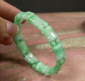 52-60 mm Certified Natural Jadeite Emerald Jade Beads Bamboo Stretchy Bracelet