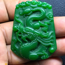 Load image into Gallery viewer, Certified Natural Jadeite Emerald Jade Dragon Pendant《Grade A》