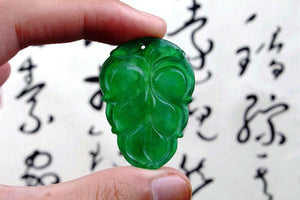 10% OFF- 2 pcs Certified Natural Ice Jadeite Emerald Jade tablets Emerald Leaf Pendants 《Grade A》