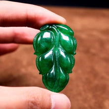 Load image into Gallery viewer, 10% OFF- Certified Natural Ice Jadeite Emerald Jade tablets Emerald Leaf Pendant 《Grade A》A2018