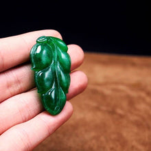 Load image into Gallery viewer, 10% OFF- Certified Natural Ice Jadeite Emerald Jade tablets Emerald Leaf Pendant 《Grade A》A2018