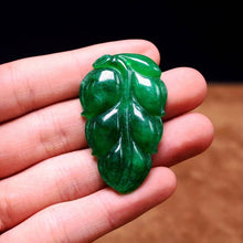 Load image into Gallery viewer, 10% OFF- Certified Natural Ice Jadeite Emerald Jade tablets Emerald Leaf Pendant 《Grade A》A2018