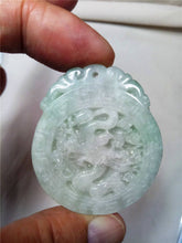 Load image into Gallery viewer, 10% OFF- Certified Natural Jadeite Emerald Jade Tablet Dragon Cloud Pendant 《Grade A》0074