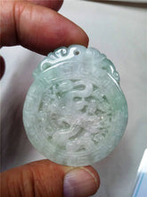 Load image into Gallery viewer, 10% OFF- Certified Natural Jadeite Emerald Jade Tablet Dragon Cloud Pendant 《Grade A》0074