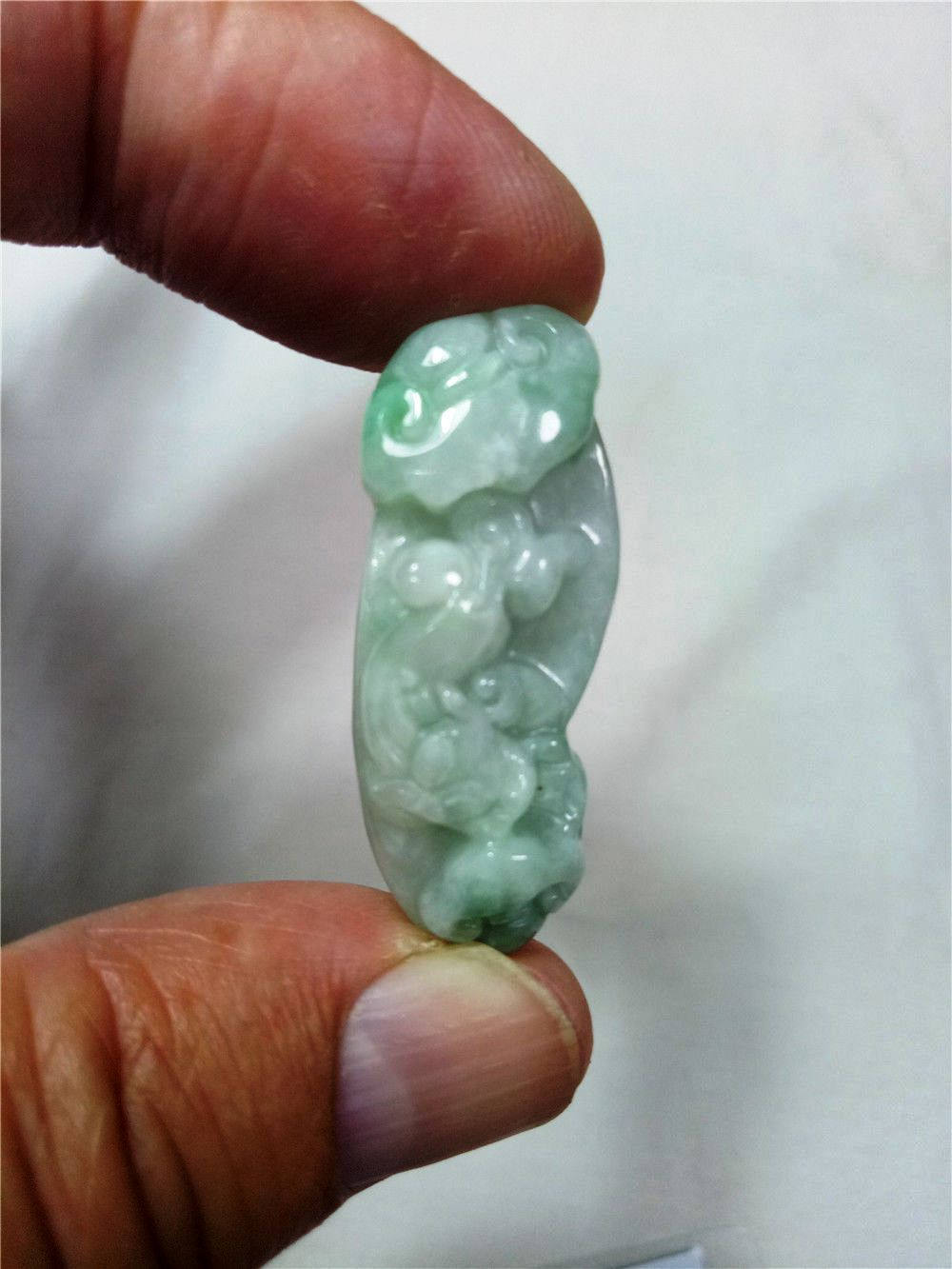 10% OFF- Certified Natural Oily Jadeite Emerald Jade Tablet Translucent Ruyi-Pixiu Pendant 《Grade A》0099