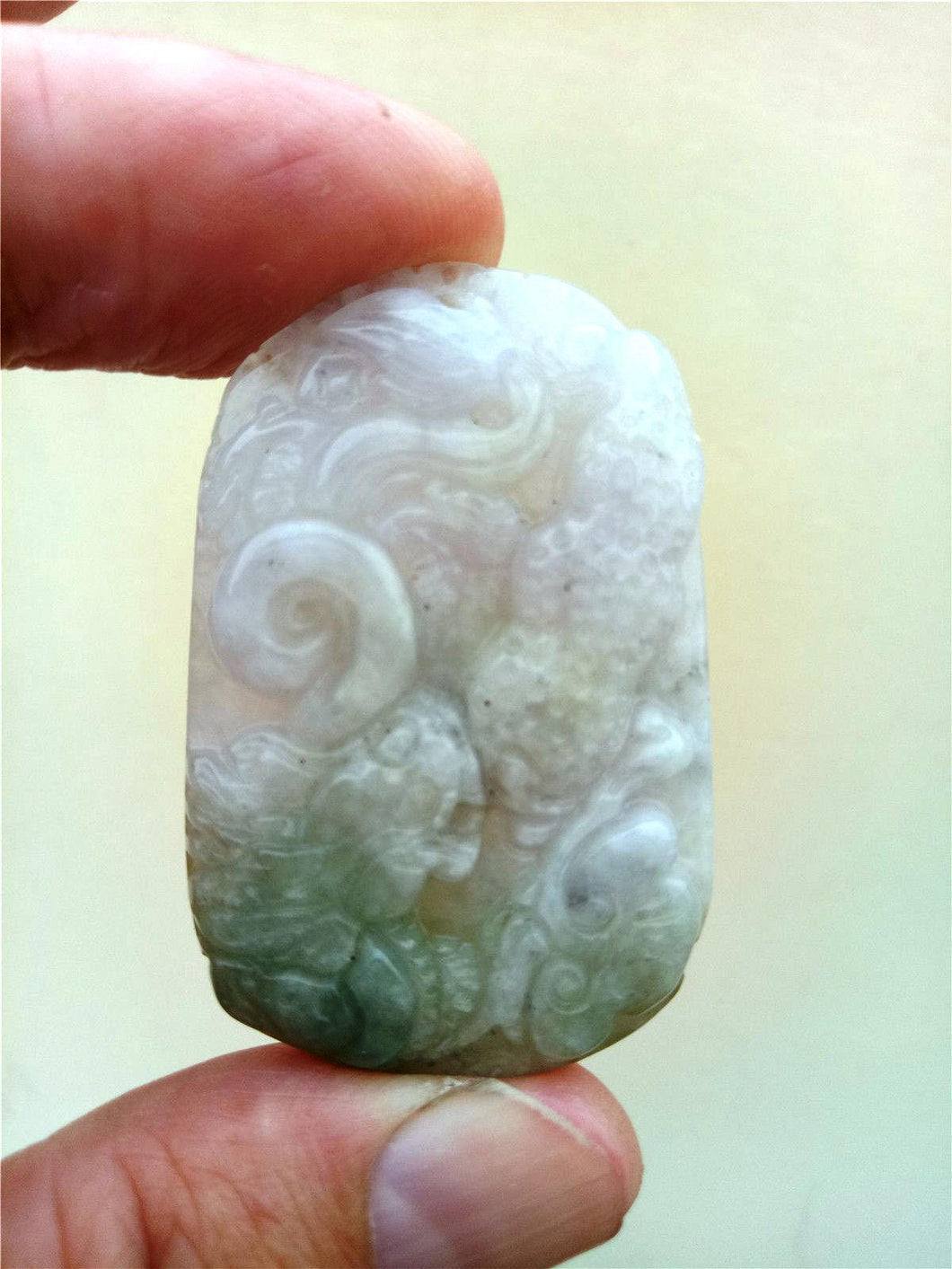 10% OFF- Certified Natural Jadeite Emerald Jade Tablet Translucent Dragon Pendant 《Grade A》0177