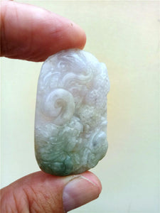 10% OFF- Certified Natural Jadeite Emerald Jade Tablet Translucent Dragon Pendant 《Grade A》0177