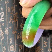 Load image into Gallery viewer, 10% OFF- 59/60/61mm Certified Natural 3 Color Jadeite Emerald A*Jade HandCarved Bangle A1940