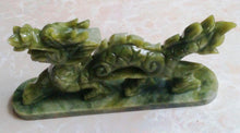 Load image into Gallery viewer, 7&#39;&#39;L- 2 pcs-A Pair of Chinese Genuine Natural Green Jade HandCarved Dragon Statues