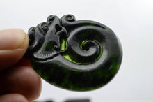 Load image into Gallery viewer, 10% OFF- Certified Natural Jadeite Emerald Black Jade Dragon Pendant《Grade A》