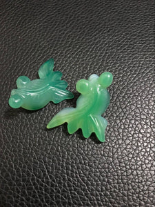 10% OFF- A Pair Certified Natural Jadeite Emerald Jade GoldFish Pendants《Grade A》(2 pcs)