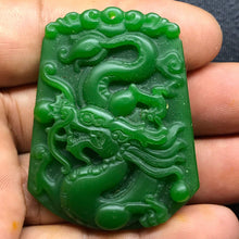 Load image into Gallery viewer, Certified Natural Jadeite Emerald Jade Dragon Pendant《Grade A》