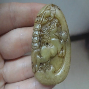 10% OFF- Certified Natural Jadeite Emerald Jade Dragon-Horse Pendant《Grade A》