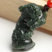 Load image into Gallery viewer, 10% OFF- Certified Natural Jadeite Emerald A*Jade HandCarved Pixiu Pendant A1940