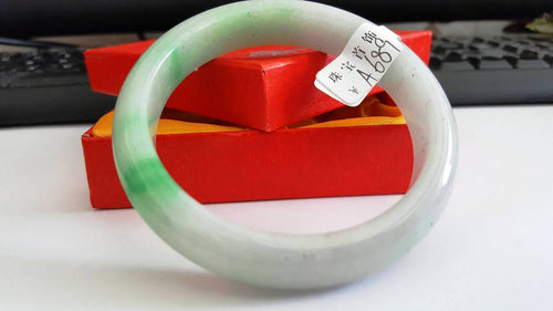 10% OFF- 55/56/57 mm Certified Natural Jadeite Emerald Jade Bangle《Grade A》A689