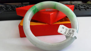 10% OFF- 55/56/57 mm Certified Natural Jadeite Emerald Jade Bangle《Grade A》A689