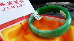 10% OFF- 54/55/56 mm Certified Natural Ice Jadeite Emerald Jade Bangle《Grade A》A162