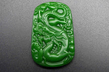 Load image into Gallery viewer, 10% OFF- Certified Natural Emerald Jade Handcarved Dragon Pendant A19402018