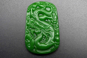 10% OFF- Certified Natural Emerald Jade Handcarved Dragon Pendant A19402018