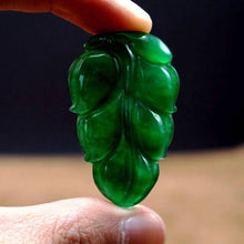 Load image into Gallery viewer, 10% OFF- Certified Natural Ice Jadeite Emerald Jade tablets Emerald Leaf Pendant 《Grade A》A2018