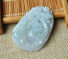 Load image into Gallery viewer, 10% OFF- Certified Natural Icy Jadeite Emerald Jade Tablet Dragon Pendant 《Grade A》4630