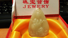 Load image into Gallery viewer, 10% OFF- Certified Natural Hetain Emerald Jade Tablet Translucent Guanyin Pendant