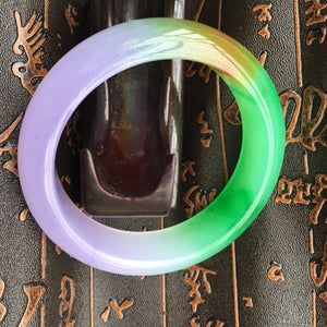10% OFF- 59/60/61mm Certified Natural 3 Color Jadeite Emerald A*Jade HandCarved Bangle A1940