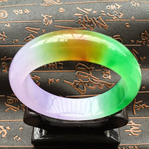 10% OFF- 59/60/61mm Certified Natural 3 Color Jadeite Emerald A*Jade HandCarved Bangle A1940