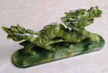 Load image into Gallery viewer, 2 pcs- A Pair of Chinese Genuine Natural Green Jade HandCarved Dragon Statues