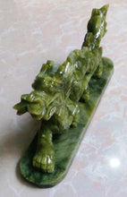Load image into Gallery viewer, 7&#39;&#39;L- 2 pcs-A Pair of Chinese Genuine Natural Green Jade HandCarved Dragon Statues