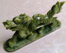 Load image into Gallery viewer, 7&#39;&#39;L- 2 pcs-A Pair of Chinese Genuine Natural Green Jade HandCarved Dragon Statues