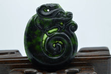 Load image into Gallery viewer, 10% OFF- Certified Natural Jadeite Emerald Black Jade Dragon Pendant《Grade A》