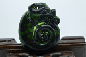 10% OFF- Certified Natural Jadeite Emerald Black Jade Dragon Pendant《Grade A》