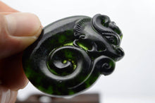 Load image into Gallery viewer, 10% OFF- Certified Natural Jadeite Emerald Black Jade Dragon Pendant《Grade A》