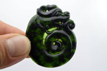 Load image into Gallery viewer, 10% OFF- Certified Natural Jadeite Emerald Black Jade Dragon Pendant《Grade A》