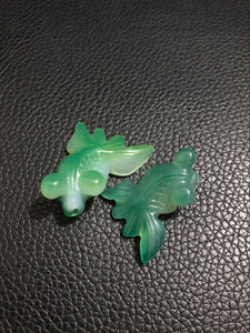 10% OFF- A Pair Certified Natural Jadeite Emerald Jade GoldFish Pendants《Grade A》(2 pcs)