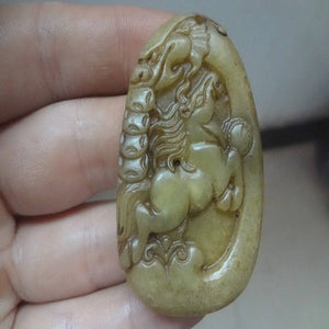 10% OFF- Certified Natural Jadeite Emerald Jade Dragon-Horse Pendant《Grade A》