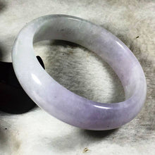 Load image into Gallery viewer, 10% OFF- 53/54/55mm Certified Natural Lavender Jadeite Emerald A*Jade HandCarved Bangle 030