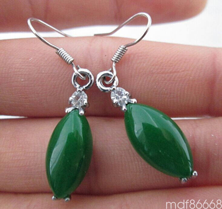 10% OFF- 2 pcs-Certified Natural Jadeite Emerald Jade A Pair of Jade Earrings《Grade A》