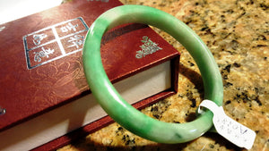 10% OFF- 55/56/57 mm Certified Natural Jadeite Emerald Jade Bangle《Grade A》A038