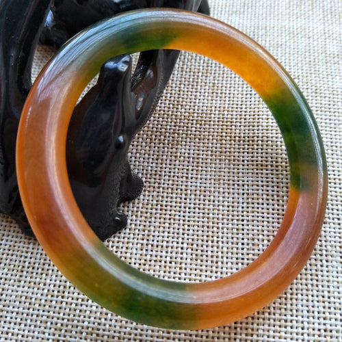 10% OFF- 54/55/56 mm Certified Natural 3 Color Emerald A*Jade Handcarved Bangle A4199