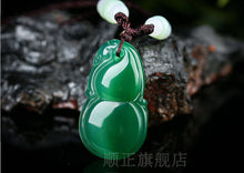 Load image into Gallery viewer, 10% OFF- Certified Natural Ice Jadeite Emerald Jade Ruyi Gourd Pendant《Grade A》