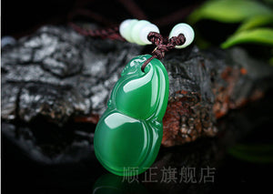 10% OFF- Certified Natural Ice Jadeite Emerald Jade Ruyi Gourd Pendant《Grade A》