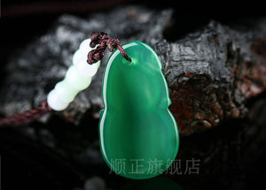 10% OFF- Certified Natural Ice Jadeite Emerald Jade Ruyi Gourd Pendant《Grade A》