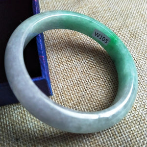 10% OFF- 53/54/55 mm Certified Natural Ice Jadeite Emerald Jade Bangle《Grade A》W105