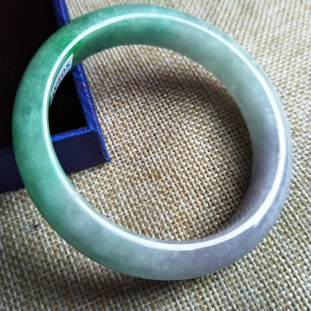 10% OFF- 53/54/55 mm Certified Natural Ice Jadeite Emerald Jade Bangle《Grade A》W105