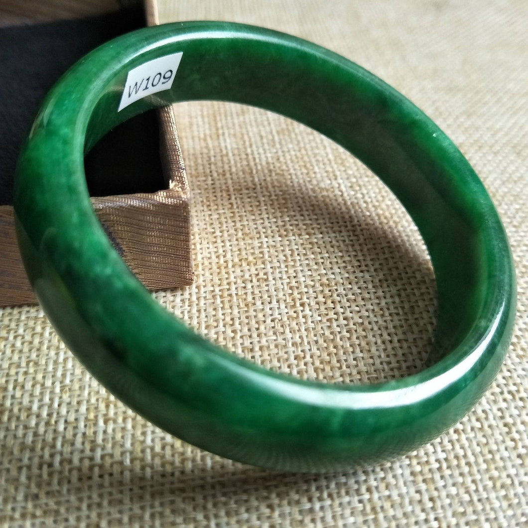 10% OFF- 57/58/59 mm Certified Natural Jadeite Emerald A Jade HandCarved Bangle W109